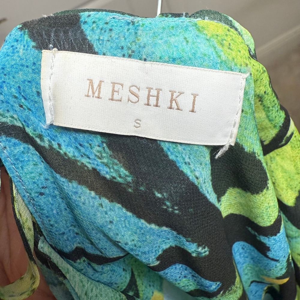 Meshki Blue Green Printed Backless Maxi Dress - Picture 10 of 12